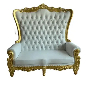 Hot Koop Party Banket Hotel Luxe Koninklijke Fluwelen Stof Golden Rood Troon Stoel Hoge Rug Stoel Koning Troon Loveseat