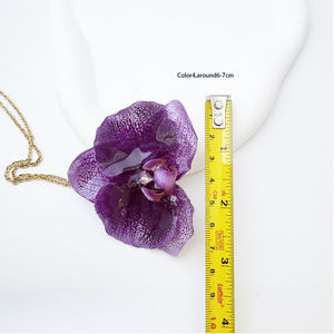 Collana Romantica con Ciondolo a Orchidea Viola 3D, Gioiello alla Moda con Fiore Eterno Conservato, Idea Regalo per Donne e Ragazze - Product Image 6