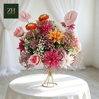 Boule de fleurs en soie rose de luxe de haute qualité pour la décoration de mariage, centre de table pour la maison