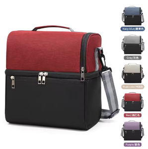 Multi-Colors Bento Bags <b>Insulated</b> Color-block with Zipper Double-Layered Leak-Proof Ice Packs Aluminum Foil <b>Lunch</b> <b>Box</b> - Product Image 3