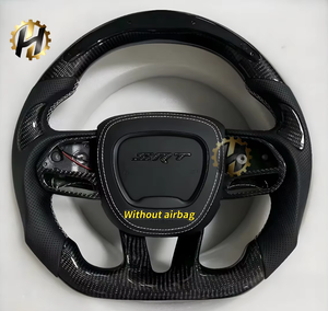 Volante Deportivo Personalizado HZ de Fibra de Carbono para <span class=keywords><strong>Dodge</strong></span> Charger <span class=keywords><strong>Challenger</strong></span> Hellcat SRT RT, Cuero de Gamuza, 4 Radios, 50 mm - Product Image 2