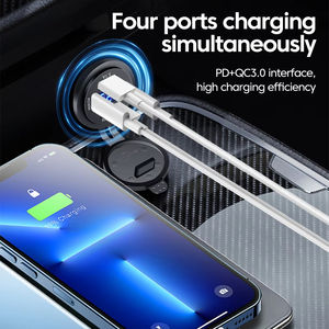 Nuevo <span class=keywords><strong>cargador</strong></span> de coche USB Dual PD Dual QC 3,0 con adaptador de toma de corriente de voltímetro impermeable para 12V/24V coche barco gran oferta - Product Image 5