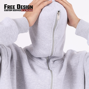 Sudadera con Capucha y Cremallera Completa Estilo Hip Hop, con Logotipo Personalizado, Sudadera con Cremallera y Forro Polar de 350GSM, Corte Holgado, Ropa Urbana para Hombre - Product Image 3