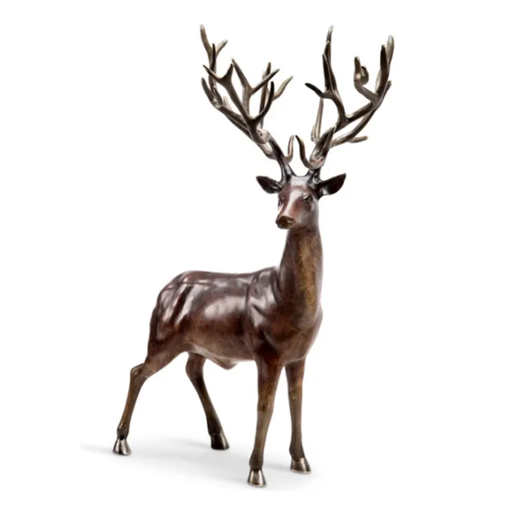 जीवन आकार कांस्य हिरण/कांस्य हिरण उद्यान डेको प्रतिमा/पीतल डाली मूर्तिकला NT--BCA003