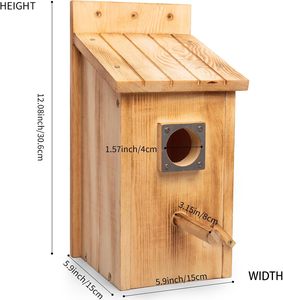 Nichoir suspendu en bois extérieur de 12 pouces avec couvercle de protection contre les prédateurs en métal - Product Image 2