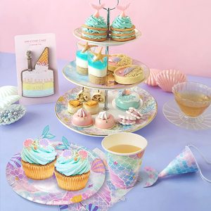 Ensemble de vaisselle jetable sur le thème de la sirène DAMAI, vaisselle de fête d'anniversaire pour filles, décorations de table - Product Image 3