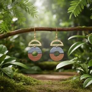 Boucles d'oreilles pendantes tendance en acier inoxydable 316L plaqué or PVD, design circulaire durable et résistant - Product Image 3