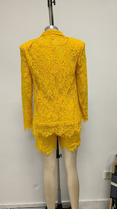 A10660 Migugarment, novedad de verano 2025, pantalón corto de <span class=keywords><strong>manga</strong></span> larga de retazos de encaje, traje de tres piezas de alta calidad <span class=keywords><strong>para</strong></span> mujer, ropa informal - Product Image 4