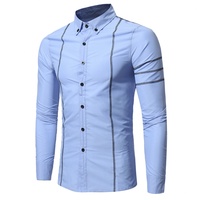 Kemeja Pria Terbaru Desain Solid Smart Casual Kancing Depan Motif Kotak Slim Fit Lengan Panjang 100% Katun Ukuran Besar