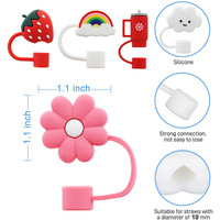 Usine En Gros 1Pcs 10mm Grand Diamètre Universel Silicone Paille Cap 3d Stéréoscopique Ours Lapin Animal Paille Cap Accessoires