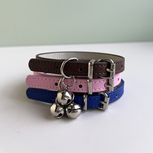 Venta caliente 16 colores Durable PU Ajustable Mascota hebilla de metal Perros Campana Collar para mascotas - Product Image 1