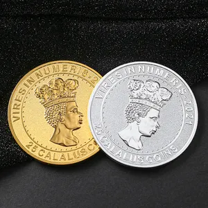 Fábrica Alta Qualidade Custom Metal Antique Goden Sliver Euro Coin