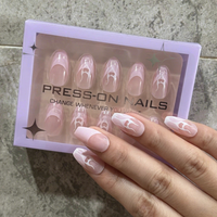Faux ongles à presser en amande style français, simples, 24 pièces en boîte, pour la vente en gros (approvisionnement en gros usine)
