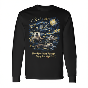 Camiseta de manga larga Three River Otters Van Gogh Starry Night - Product Image 2
