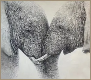 HD 대형 3D 질감 블랙 톤 코끼리 유화 캔버스에 그림 사용자 정의 거실 벽 예술 장식 동물 그림