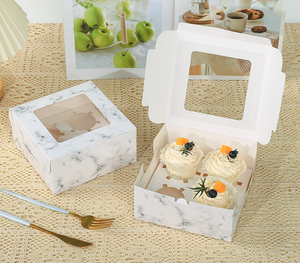Caja de Transporte para Pastel de Queso Personalizada, Caja de Embalaje para Pastel de Cumpleaños con Asa, Cajas para Cupcakes de Papel Kraft con Ventana - Product Image 5
