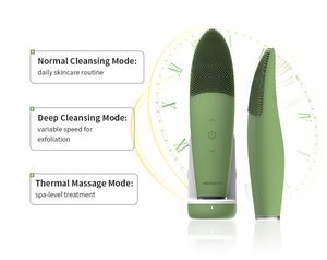 Brosse faciale sonique rechargeable 3 en 1 avec thérapie chauffante pour un nettoyage en profondeur et une revitalisation de la peau - Product Image 4