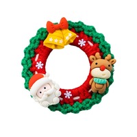 Gantungan Kunci Karangan Bunga Natal Rajutan Benang Wol Buatan Tangan Kerajinan DIY Gaya Lucu Desain Kepingan Salju & Rusa