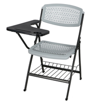 Chaise pliante multi-couleurs en plastique et métal, gain de place, avec tablette d'écriture, pour salle de classe, formation, bureau, événements