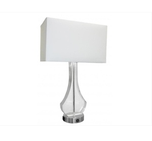 Lámpara de Escritorio LED de Vidrio Transparente con Base de Metal Moderna, Alimentación CA, para Mesa de Noche, Dormitorio, Sala de Estar u Oficina - Product Image 1