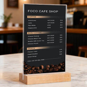 Espositore da Tavolo in Acrilico Trasparente - Porta-Cartelli Cristallino HD con Base in Legno di Faggio per Menu/Ufficio/Etichette Prezzi - Product Image 3