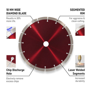 Lame <span class=keywords><strong>de</strong></span> scie circulaire universelle à segments diamantés pour coupe à sec, qualité DIY, NAKAMURA OEM/ODM, 230 mm, pour granit, briques, carreaux (20/22,23 mm) - Product Image 4