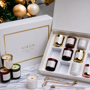 Coffret Cadeau de Bougies Parfumées Artisanales en Cire de Soja Personnalisées AIKUN pour l'Aromathérapie et les Commodités Hôtelières - Product Image 2