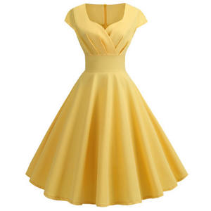 Abito da donna anni '50 anni '60 a linea Rockabilly a manica corta abito da festa Swing Vintage bambina - Product Image 4
