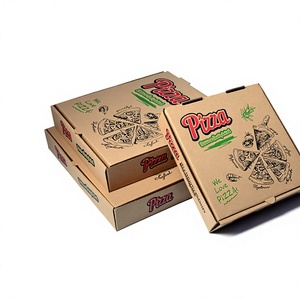 Custom Printed Logo Corrugated <b>Pizza</b> <b>Box</b> Food Grade Kraft Paper Biodegradable Square Takeaway Food Packaging <b>Box</b> - Product Image 1