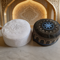 Chapeau ethnique islamique en polyester au crochet pour homme Boran, brodé à la machine, idéal pour la prière quotidienne (vente en gros)