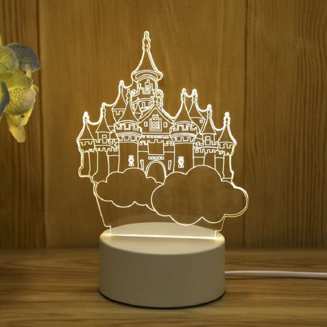 Best Selling 3D Illusion LED Lamps Creative Cartoon Mini Warm Acrylic Modern Plug-In LED Desk Lamp Night Light Bedroom ABS