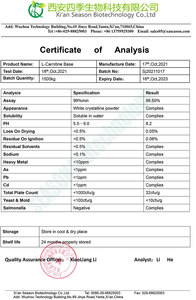 Polvere di L-<span class=keywords><strong>Carnitina</strong></span> all'Ingrosso, Purezza Elevata 99%, Polvere di L-<span class=keywords><strong>Carnitina</strong></span> - Product Image 4