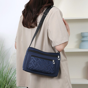 Women's Nylon Shoulder Bag Horizontal Square Zipper Closure Waterproof Everyday Use Purple Black Dark Blue YZ8726 - Product Image 2