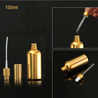 Flacon compte-gouttes en verre doré/argenté personnalisé de 5ml/10ml/15ml/20ml/30ml/50ml/60ml/100ml/120ml pour sérum et huiles essentielles avec diffuseur à bâtonnets