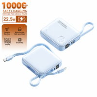 HYTO Vente en gros de batteries externes compactes 10000mAh 20000mAh, charge rapide 22.5W PD20W, mini chargeur portable avec cordon, câbles intégrés
