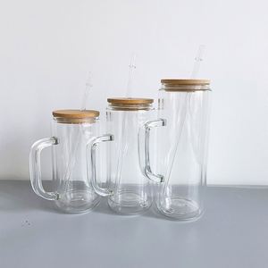 12Oz 15Oz 20Oz Transparent Snow Globe <b>Mug</b> With Handle Reusable Pre-Drilled Can Crystal Clear <b>Double</b> <b>Wall</b> Glass Tumbler - Product Image 2
