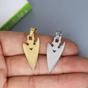 2Pcs/lot Handcrafted Rugged Arrowhead Men Charm for Necklace Bracelets Jewelry Crafts Making Findings Handmade Stainless Steel C