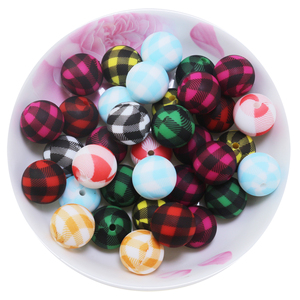Cuentas de Silicona con Diseño de Cuadros de Búfalo Personalizadas 2024, 15 mm, Redondas, Rojas, Verdes, Blancas y Negras, para Hacer Bolígrafos y Joyería - Product Image 1