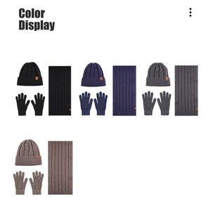 Ensembles de bonnets personnalisés avec logo pour <span class=keywords><strong>homme</strong></span>, doublés en polaire, chauds <span class=keywords><strong>et</strong></span> élé<span class=keywords><strong>gants</strong></span>, <span class=keywords><strong>bonnet</strong></span> d'hiver élégant en tricot côtelé, ensemble écharpe, <span class=keywords><strong>bonnet</strong></span> <span class=keywords><strong>et</strong></span> <span class=keywords><strong>gants</strong></span> - Product Image 2