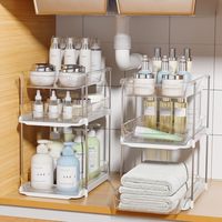 2 Tier Clear Organizer mit Trennwänden Mehrzweck-Ausziehbarer Aufbewahrung behälter Badezimmer-Waschtisch-Organisation stablett