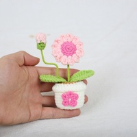 Décoration de voiture au crochet, fleurs artificielles créatives et mignonnes, tissées à la main, tournesol, marguerite, plante en pot, décoration de bureau, panier cadeau