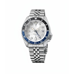 Nuevo Reloj Mecánico Deportivo <span class=keywords><strong>Seiko</strong></span> <span class=keywords><strong>5</strong></span> <span class=keywords><strong>GMT</strong></span> para Hombre, Correa de Cinco Eslabones de Lujo con Indicador de Color, Movimiento 4R 34, Ancho de Correa 18 mm - Product Image 4