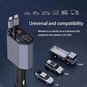 120W nuevo cargador de coche retráctil rápido 4 en 1 PANTALLA Digital LED tipo C cargador PD ajuste de dirección QC3.0 cargador para teléfono - Product Image 2