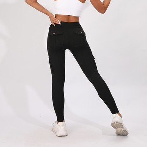 Cao thoáng khí giữa eo Yoga giảm béo xà cạp với Butt-Nâng nút túi mong muốn xuyên biên giới cảm giác thể thao chải Trần - Product Image 3