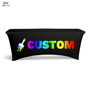 2 Pack 8ft Stretch Spandex Solid Color Rectangular Tight Fitted Washable Wrinkle Resistant Customized Size Custom Tablecloth - Product Image 4