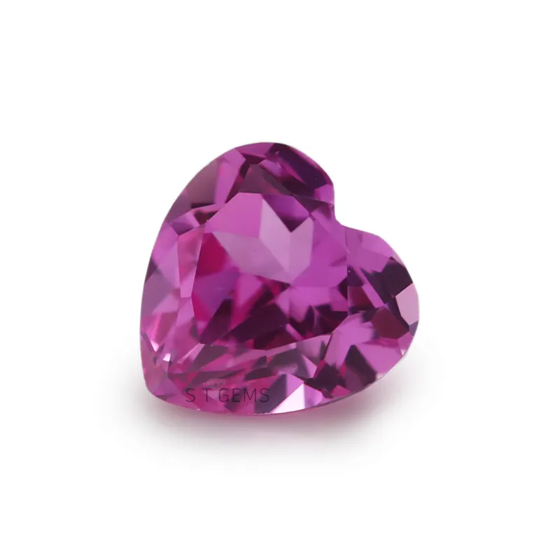 Laboratório criado pedras preciosas soltas 2 # rosa corindo pedras de forma de coração para fabricação de jóias