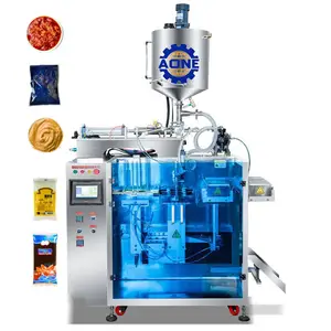 Máquina de envasado vertical Máquina de llenado de pasta de tomate Máquina neumática de llenado y envasado de aderezo de ensalada de aceite de Chile de bebidas