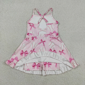 Robe de sport sans manches pour filles, motif baseball et nœud, avec short intégré, pour le jour du match, vente en gros - Product Image 3
