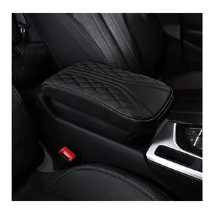 Anjuny Auto Armrest Cushion Storage Bag Non-slip Leather Center Console Accessories Car Armrest Box Booster Pad