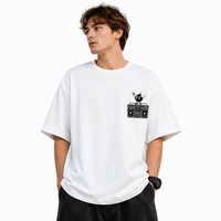 Nouveau T-shirt décontracté pour homme été 2026, 100 % coton 230g, col rond, manches courtes, tricoté, coupe ample, anti-boulochage, imprimé numérique sur le devant